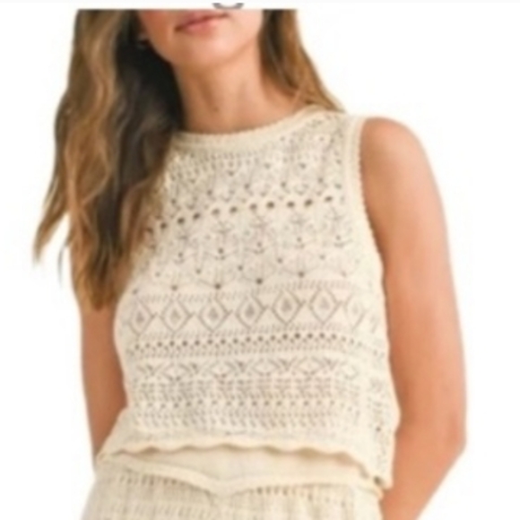 House Of Harlow 1960 Chic Cream Crochet Sleeveless Top NWT - Picture 1 of 15